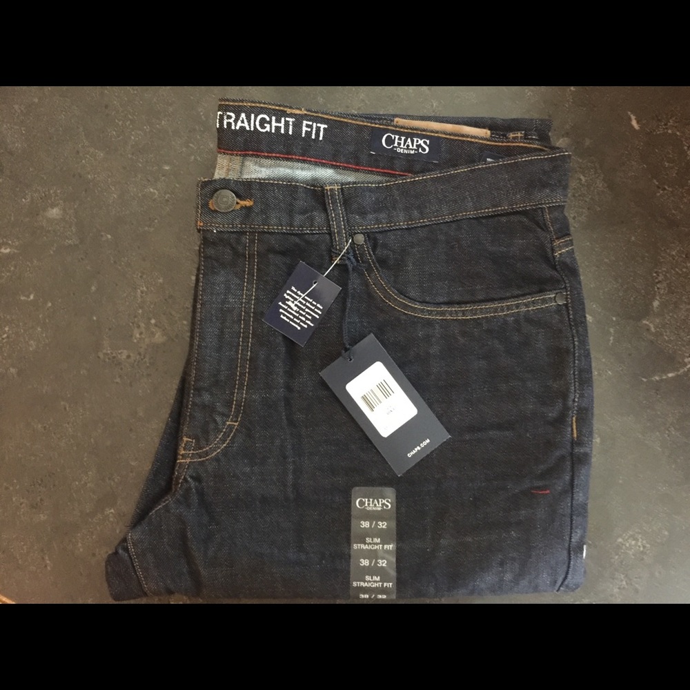 Chaps men’s slim straight blue jeans NWT 38 x 32